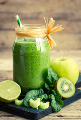 Wall Mural - Healthy green smoothie in the jar