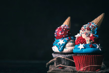 Homemade Cup Cakes With USA Decoration