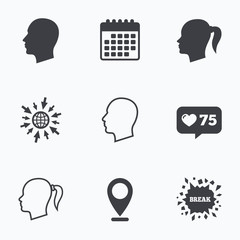 Poster - Head icons. Male and female human symbols.