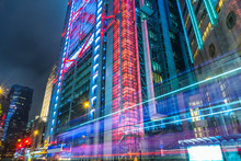 Light Trails In The Downtown District,hongkong China.