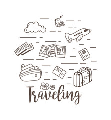 Sticker - Travel doodle