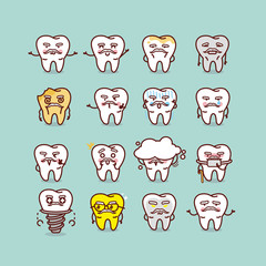 Wall Mural - senior tooth with various expresstion