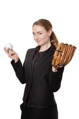 businesswoman with baseball