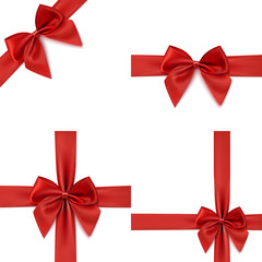 Poster - Set of four red bows and ribbons.