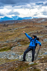 Wall Mural - long distance hiking in the wilderness of lapland