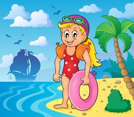 Sticker - Little girl swimmer image 3