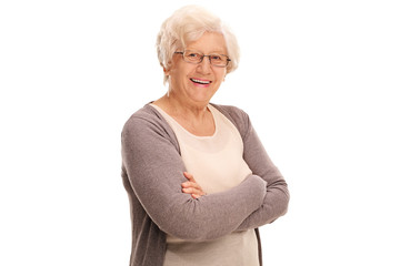 Poster - Studio shot of a joyful elderly lady