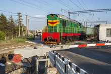 A Passing Train Railroad Crossing