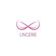Vector template of logo of lingerie. Logotype of female underwear in the form of silhouette of bra. Label of boutique.