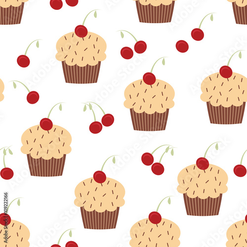 Seamless Cupcake Pattern Bakery Background Or Wallpaper Buy This