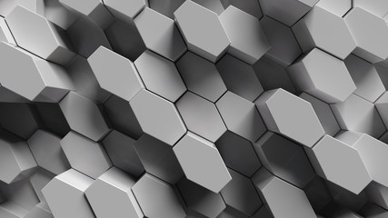 Fototapete - abstract background made of sixgons randomly extruded from surface, 3d rendering