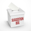 suggestion word on the 3d white voting box