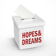hopes and dreams words on the white box