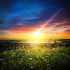 Canvas Print - meteorite and earth. elements of this image furnished by nasa.