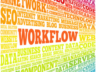 Poster - workflow word cloud, business concept