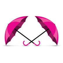 Pink Umbrella And A Rain Background