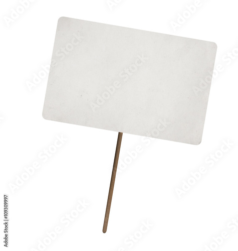 Fotomural blank paper sheet on wooden stick