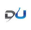 du initial logo with double swoosh blue and grey