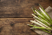 Fresh Asparagus On Wooden Background