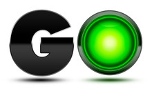 Bright Green Traffic Light Used To Make The Word Go! Concept For Starting, Going, Moving Forward And Beginning Your Journey!