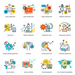 Poster - set of flat line design icons of internet marketing and online business. vector illustration concept
