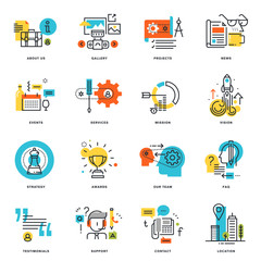 Set of flat line design business icons. Vector illustration concepts for graphic and web design and development, isolated on white.