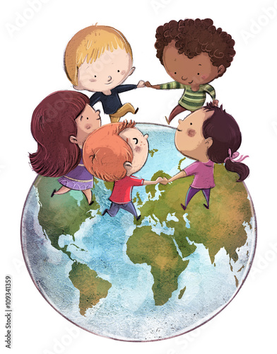 niños jugando con el mundo