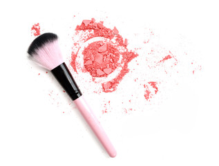 Canvas Print - Multi Colored Powder Eyeshadow on a Brush, beauty tool blusher