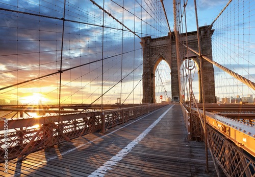 Plakat na zamówienie New York, Brooklyn bridge, Lower Manhattan, USA