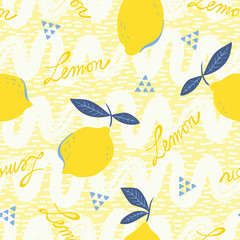 Aufkleber - seamless pattern with lemon fruits
