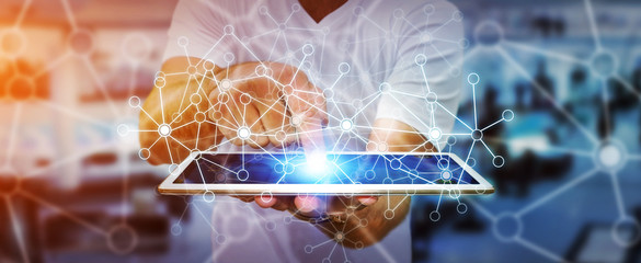Poster - Businessman using data network