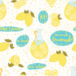 Seamless citrus fruit lemon lemonade pattern.