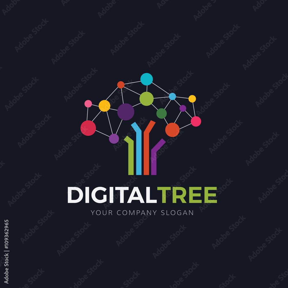 Digital Tree Logo,brain logo. tree logo. vector logo template. Stock ...