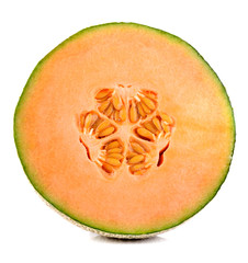 Poster - cantaloupe melon slices on white background