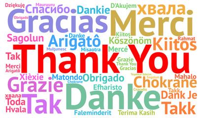Thank You illustration word cloud in different languages 