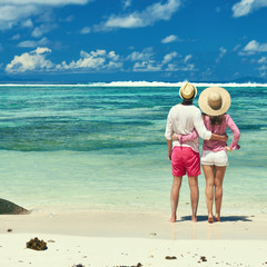 Couple on a beach at Seychelles