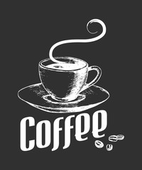 Wall Mural - sketch illustration of a cup of coffee in vintage style