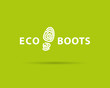 Simple flat vector shoe shop logo isolated on green background. Footwear store insignia.