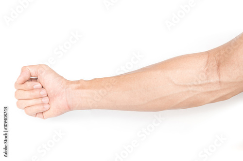 Cuadros en Lienzo Man arm with blood veins on white background