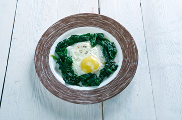 Canvas Print - spinach with eggs