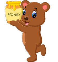 Sticker - illustration of cute baby bear cartoon