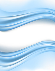 blue silky waves borders on white background. vector