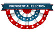 presidential election on bunting american flag with blue ribbon