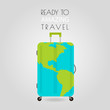 Suitcase icon. Travel concept. Suitcase with Earth on surface. Suitcase icon best. Suitcase icon image. Vector Illustration