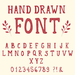 Hand drawn font. Vintage alphabet.
