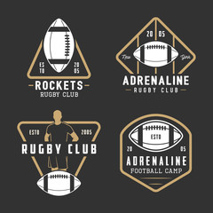Wall Mural - Set of vintage rugby and american football labels, emblems 