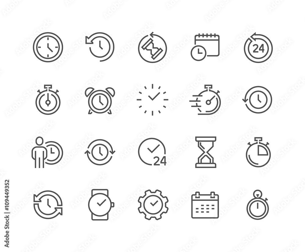 Time Point Line Icon Line Time Icons Stock Vector | Adobe Stock