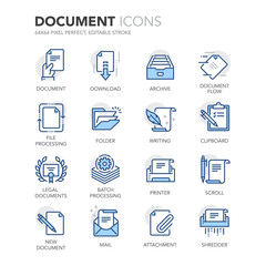 blue line documents icons