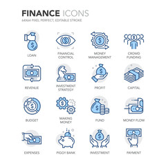 blue line finance icons