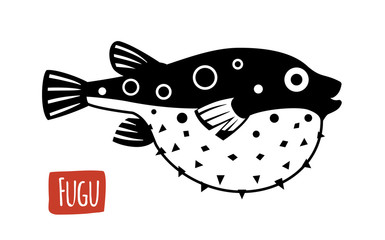 Fugu, vector cartoon illustration